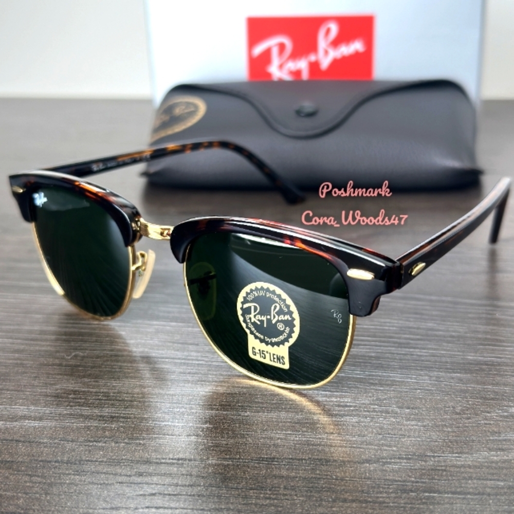 RayBan Clubmaster Green Lenses RB3016 Tortoise Frame Unisex New - Picture 3 of 16